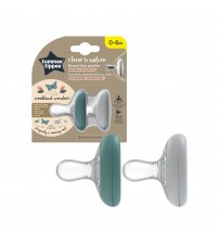Suzeta Tommee Tippee Closer to Nature, 0-6 luni "Breast like pacifier", Verde/Gri, 2 buc